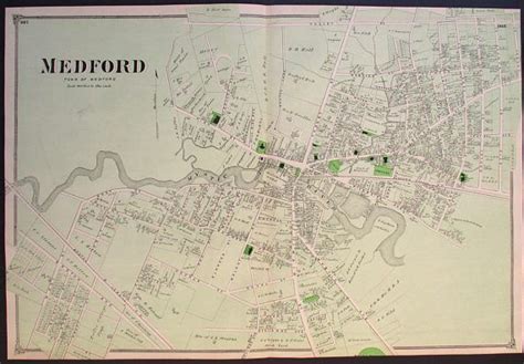 1875 Medford Massachusetts Town Center Mystic River Etsy