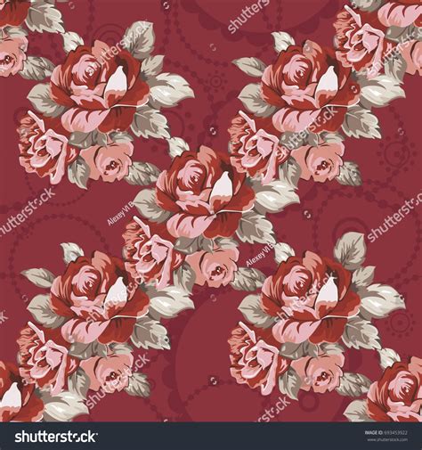 Seamless Floral Pattern Red Roses Vector Stock Vector Royalty Free