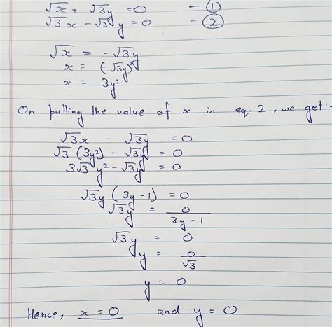 √x √3y 0 √3x √8y 0 Solve By Substitution Method