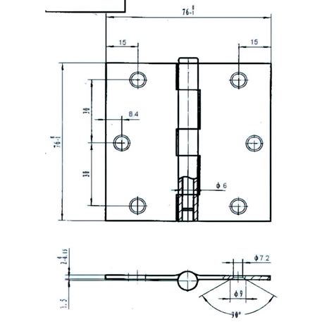 Charnière simple à mortaiser de 3 po Quincaillerie Onward