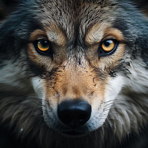 Premium Ai Image Close Up Of Wolf Portrait Looking At Camera