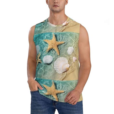 Easygdp Starfish And Seashell Men S Breathable Tank Tops Sleeveless