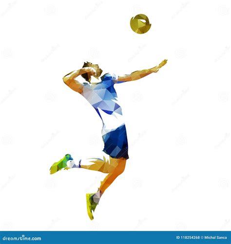 Volleyball Player Serving Ball Abstract Polygonal Illustration Stock