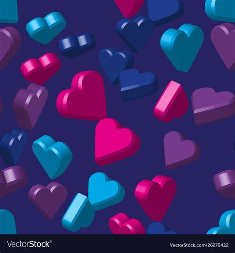 Pink Blue Hearts Seamless Pattern 3d Royalty Free Vector