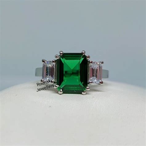 Vintage Emerald Ring Engagement Ring Art Deco Lab Emerald Etsy