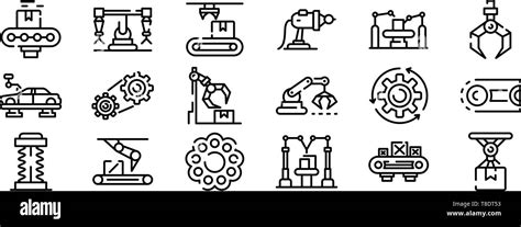 Assembly Line Icons Set Outline Style Stock Vector Image And Art Alamy