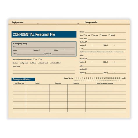 Confidential Personnel File For Storing Employee Info
