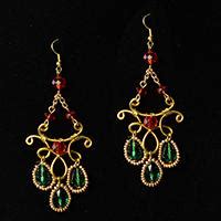 How To Make A Pair Of Golden Wire Wrapped And Glass Bead Drop Earrings