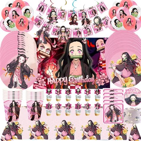 Demon Slayer Kamado Nezuko Theme Birthday Party Decoration Supplies