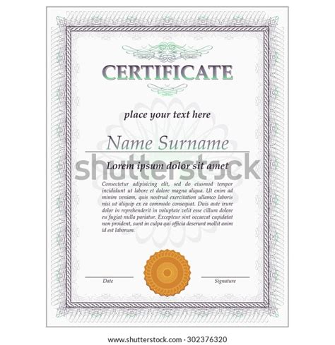 Certificate Diploma Design Template Detailed Vector Stock Vector Royalty Free 302376320