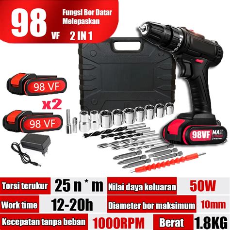 Jual Bor Baterai 198VF Mesin Bor Cordless Drill Battery Bor Tanpa Kabel