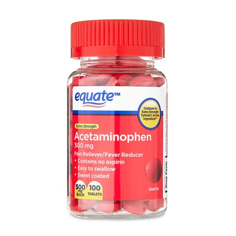 Equate Extra Strength Acetaminophen Red Sweet Coated Tablets 500 Mg