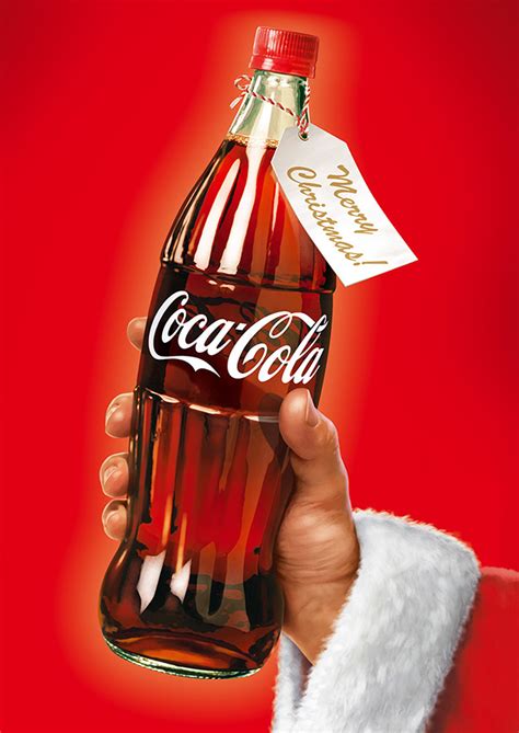 Coca Cola 1Ltr Bottle & Santa HandDigital illustration in traditional ...