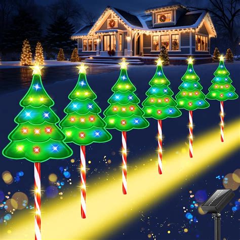 Solar Christmas Lights Outdoor Waterproof 6 Pack Solar Christmas Tree