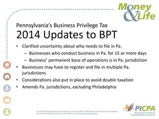 Understanding Pennsylvania Business Privilege Tax Ppt