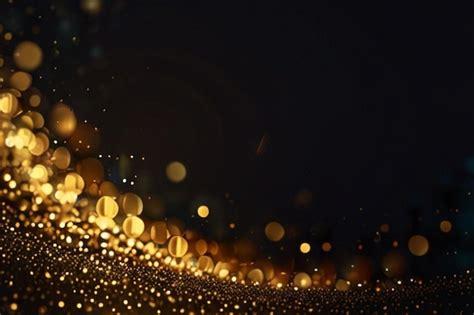 Premium Photo Glowing Gold Glitter Particles Bokeh Effect On Dark