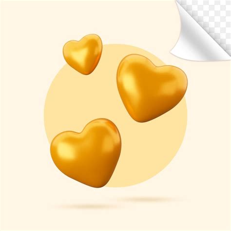 Premium Psd 3d Rendering Golden Isolated Hearts