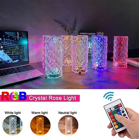 Possbay โคมไฟตั้งโต๊ะ Led 16 สี ปรับบรรยากาศโรแมนติก เพชรคริสตัล Usb Shopee Thailand