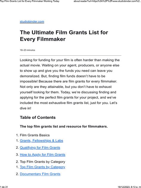 Top Film Grants List For Every Filmmaker Working Today Download Free