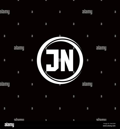 JN Logo Initial Letter Monogram With Circle Slice Rounded Design