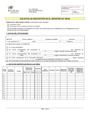 Completable En línea SOLICITUD DE INSCRIPCIN EN EL REGISTRO DE VIAS Fax