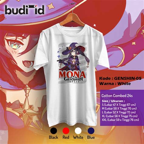 Kaos Genshin Impact Mona Kaos Anime Jepang Kaos Game Online