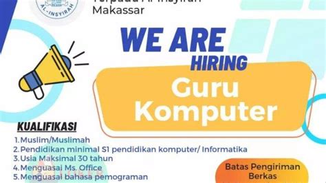 Lowongan Kerja Makassar Daftar Yuk Jadi Guru Komputer Di Sekolah Islam