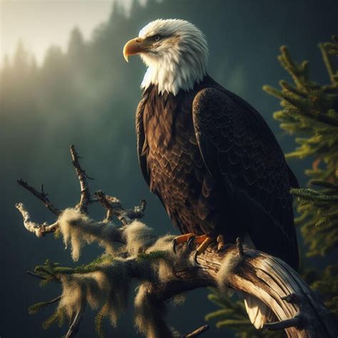 Premium Photo Bald Eagle Perched Majestically On Tree Branch