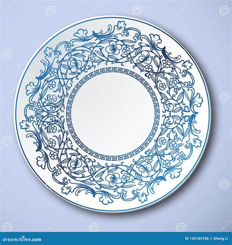 Chinese Traditional Blue And White Porcelain Stock Vector