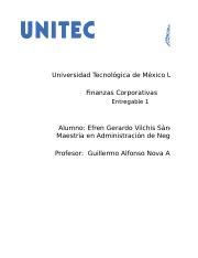 ENTREGABLE 1 FINANZAS CORPORATIVAS xlsx Universidad Tecnológica de