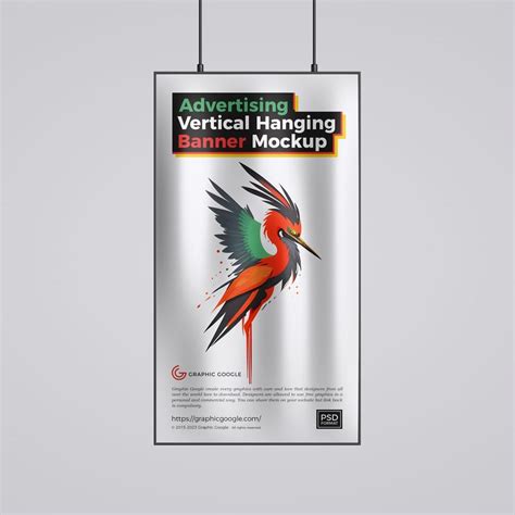 Advertising Vertical Hanging Banner Mockup Psd