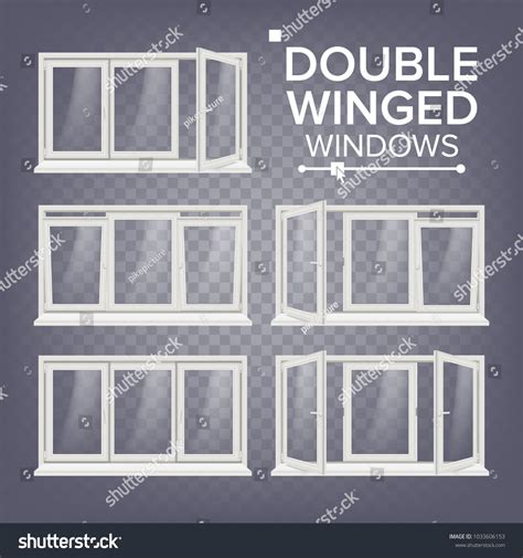 Pvc Window Vector Doublewinged Opened Closed Stock Vector Royalty Free