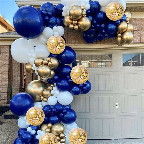 Buy Zesliwy Navy Blue Gold Balloons Garland Kit Pcs Navy Blue Gold