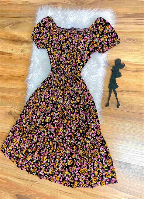 Vestido Analua Sb Floral Na Saia Bella Compre Vestido Analua