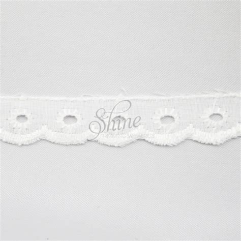 Broderie Anglaise Cambric Lace Trimming White Shine Trimmings