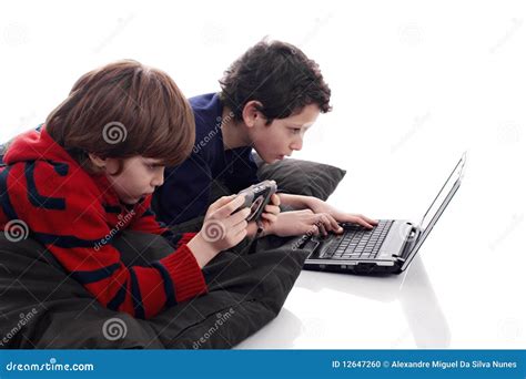 Children Playing Computer And Video Games Stock Photo Image Of