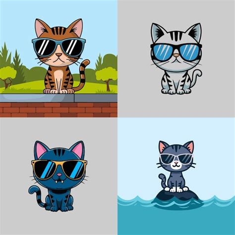 Gato Genial Con Gafas De Sol Vector Premium Generado Con IA