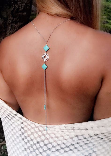 Argana Bijou De Dos En Acier Inoxydable Et Turquoise Back Jewel With