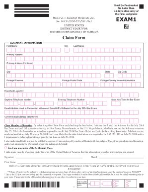 Fillable Online Claim Form Pdf Examsoftsettlementcom Fax Email Print