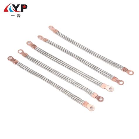 China Flexible Earthing Connection Copper Braid With Crimp Ring