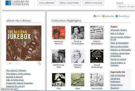 Library Shelf: Library of Congress Online Treasures by Stacy