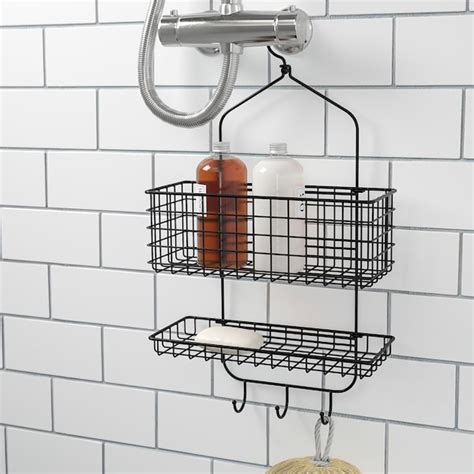 BLECKSJÖN shower caddy, two tiers, black, 12 ¼x22" - IKEA