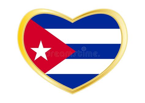 Flag Of Cuba In Heart Shape Golden Frame Stock Vector Illustration