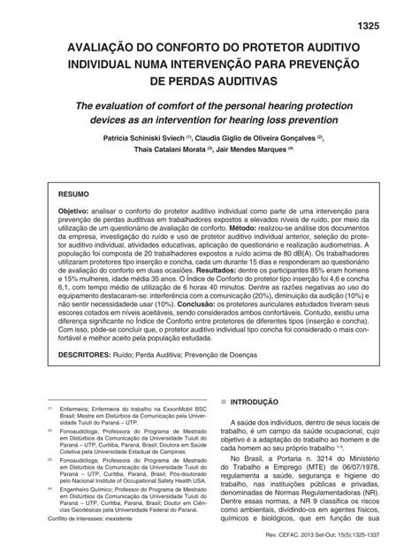 PDF AVALIAÇÃO DO CONFORTO DO PROTETOR AUDITIVO PDF fileutilização