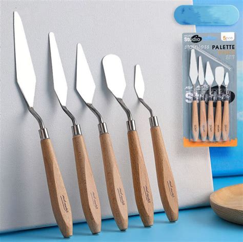 5 Pieces Mont Marte Stainless Palette Knife Set For Mixing Paint