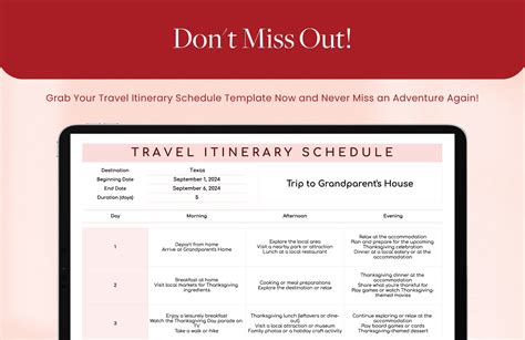 Travel Itinerary Schedule Templates in Excel, Google Sheets - Download ...