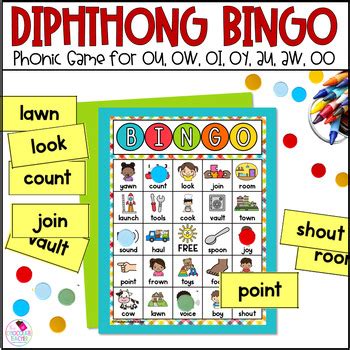 Diphthongs Bingo Game Fun Phonics Review With OU OW OI OY AU AW OO