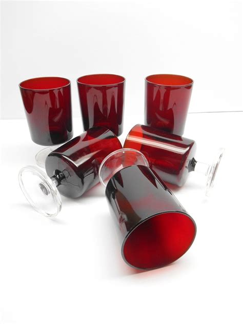 Vintage Red Drinking Glasses