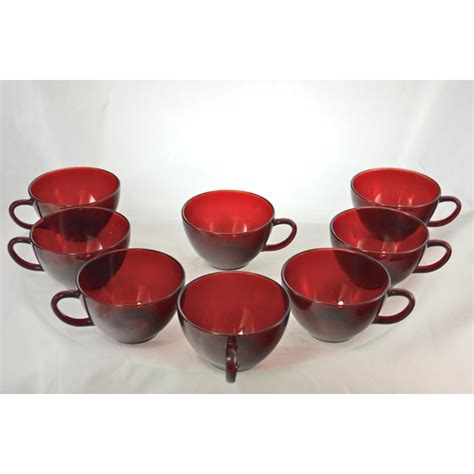 Vintage Ruby Red Glass Cups Set Of 8 Chairish