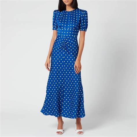 Self Portrait Polka Dot Midi Dress In Blue Lyst